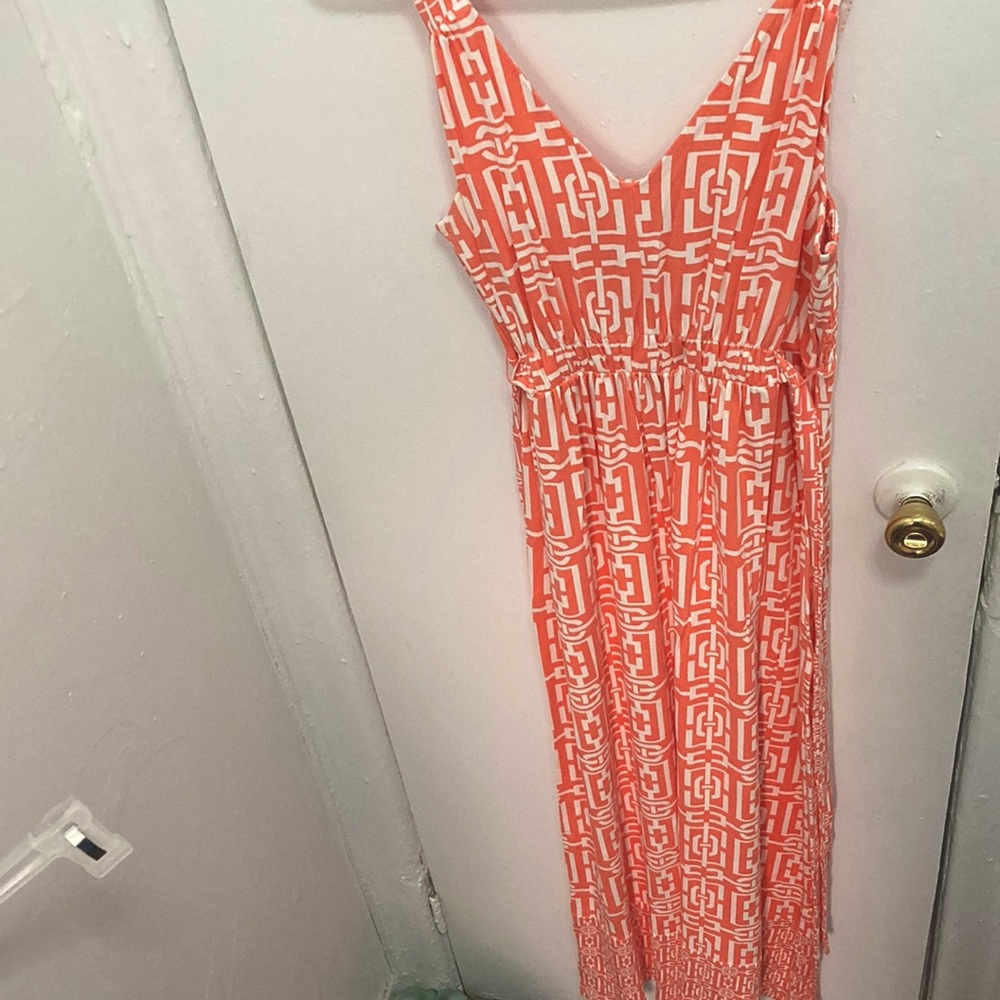 NY& co coral and white printed maxi dress